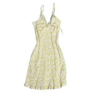 Billabong Daisy Floral Sundress Y2K Cottagecore Ribbed Mini Dress Small